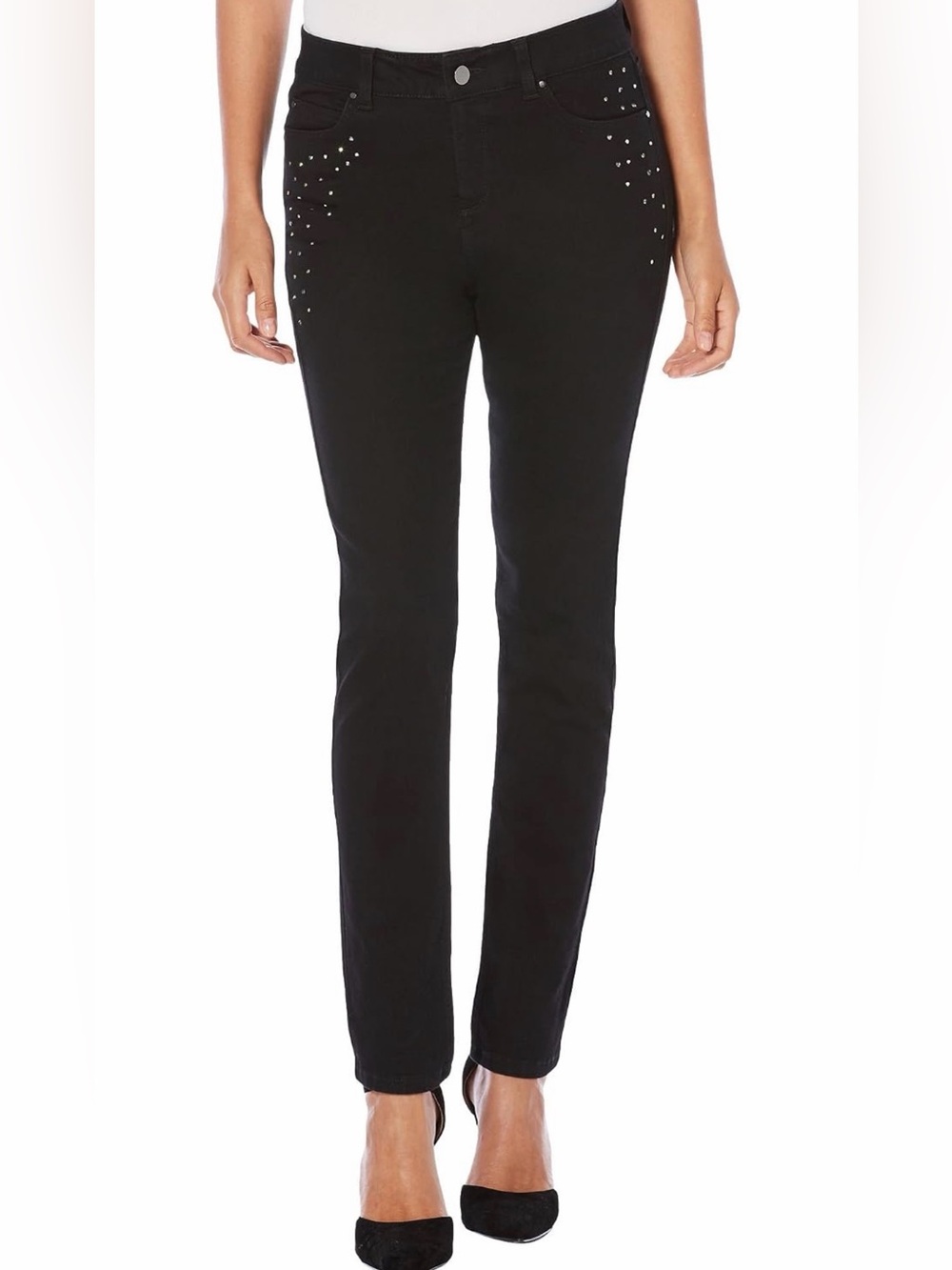 Rafaella Weekend Black Slimming Embellished Jeans - Size 6P